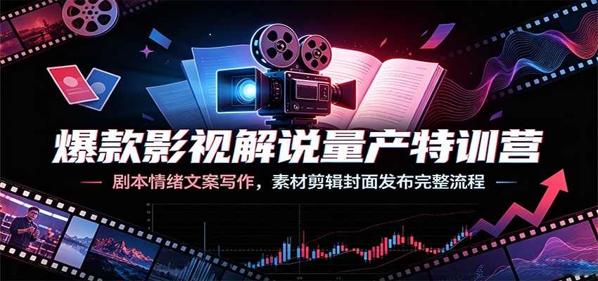 爆款影视解说量产特训营：剧本情绪文案写作，素材剪辑封面发布完整流程-资源宝库