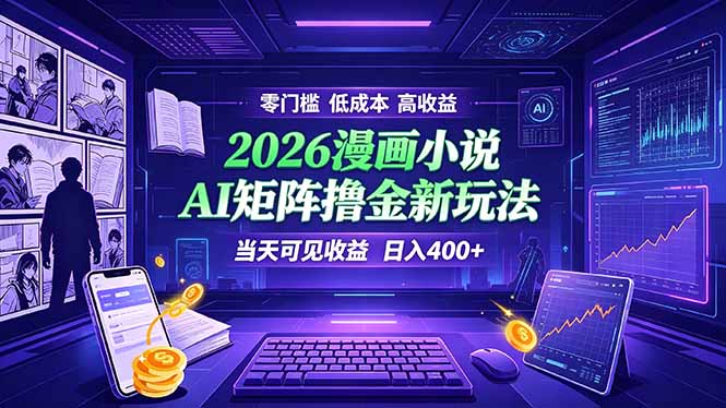 爆款小说漫画大阅读    ai矩阵操作    当天可见收益  日入400+    零门槛    高收益-资源宝库