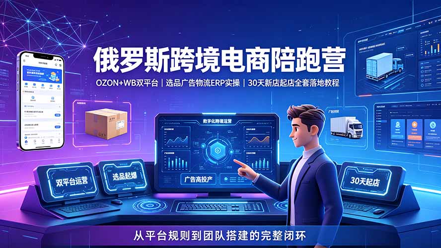 2026俄罗斯跨境电商陪跑营：OZON+WB双平台｜选品广告物流ERP实操｜30天新店起店全套落地教程-资源宝库