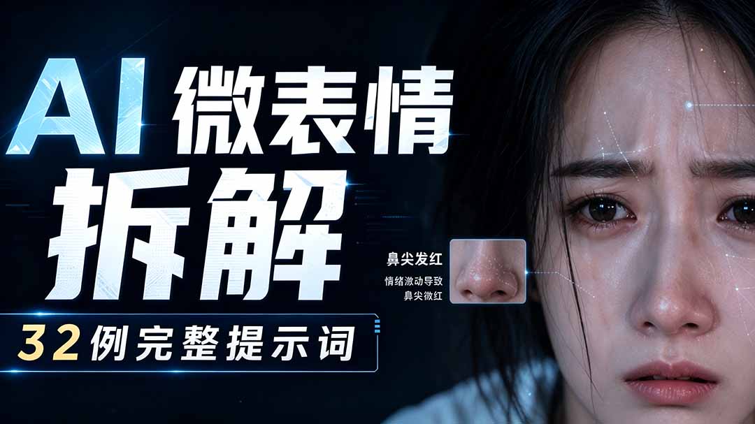 AI微表情拆解提示词合集，精准调控AI角色表情，告别塑料感、AI面瘫脸。-资源宝库