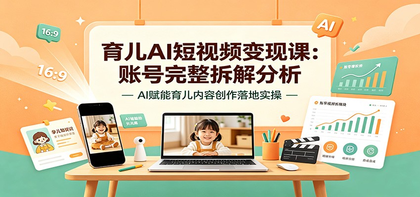 育儿AI短视频变现课：账号完整拆解分析，AI赋能育儿内容创作落地实操-资源宝库