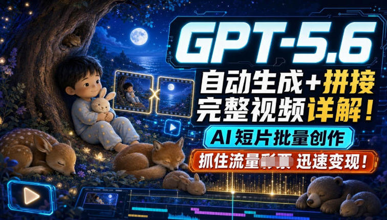 GPT-5.6自动生成＋拼接完整视频详解，AI短片批量创作，抓住流量迅速变现！-资源宝库