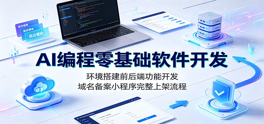 AI编程零基础软件开发：环境搭建前后端功能开发，域名备案小程序完整上架流程-资源宝库