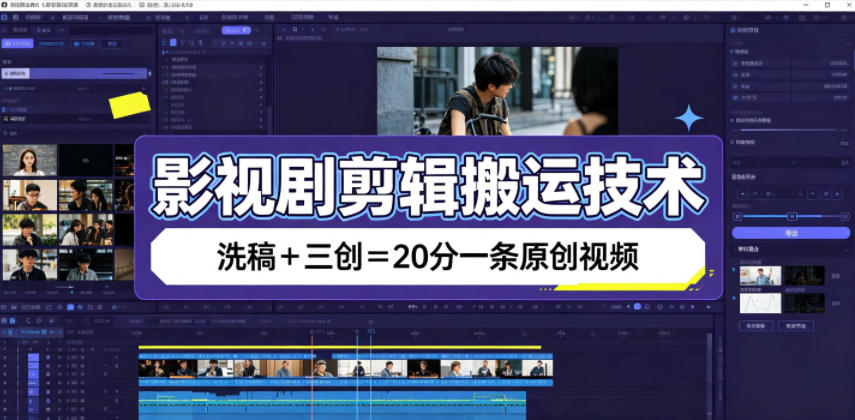 影视剧剪辑搬运技术，洗稿+三创=20分一条原创视频-资源宝库