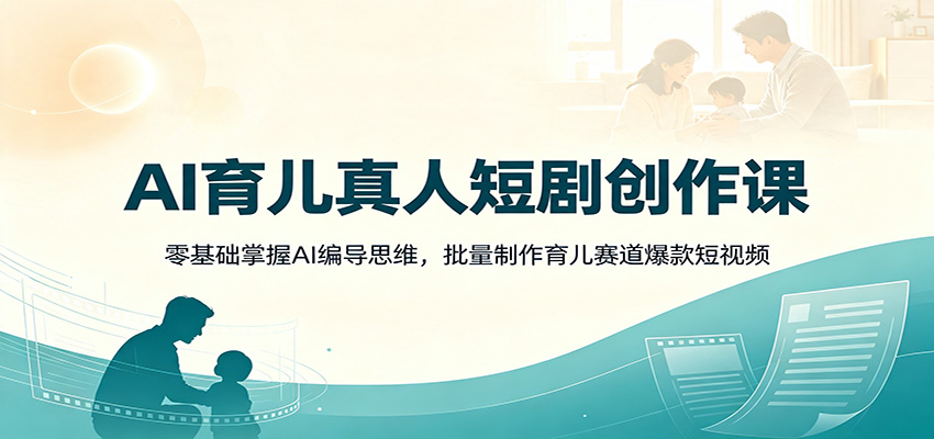 AI育儿真人短剧创作课：零基础掌握AI编导思维，批量制作育儿赛道爆款短视频-资源宝库
