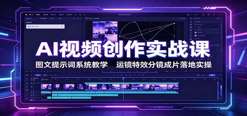 AI视频创作实战课：图文提示词系统教学，运镜特效分镜成片落地实操-资源宝库