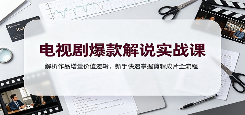 电视剧爆款解说实战课：解析作品增量价值逻辑，新手快速掌握剪辑成片全流程-资源宝库