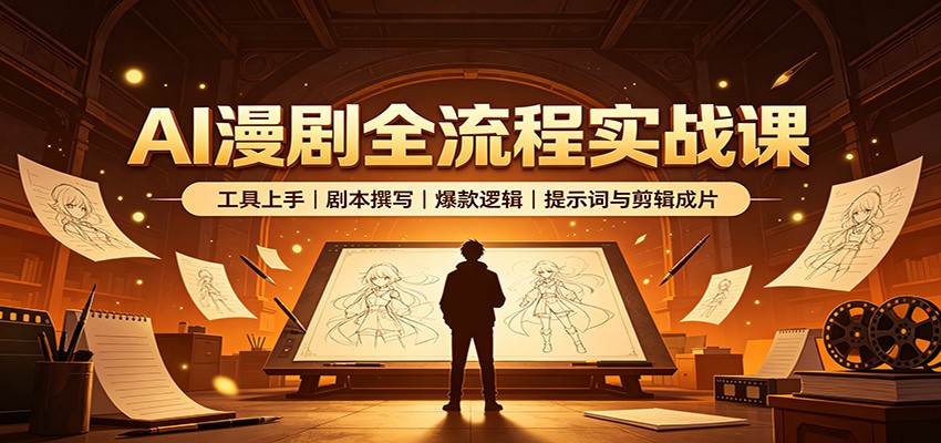 AI漫剧全流程实战课：工具上手、剧本撰写、爆款逻辑、提示词与剪辑成片-资源宝库