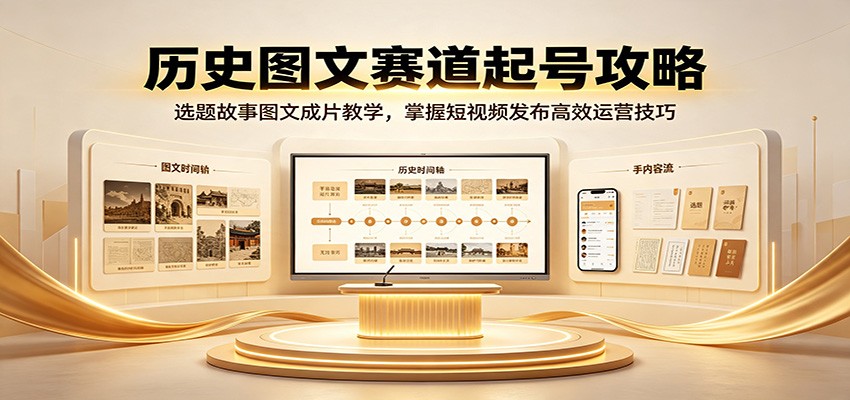 历史图文赛道起号攻略：选题故事图文成片教学，掌握短视频发布高效运营技巧-资源宝库