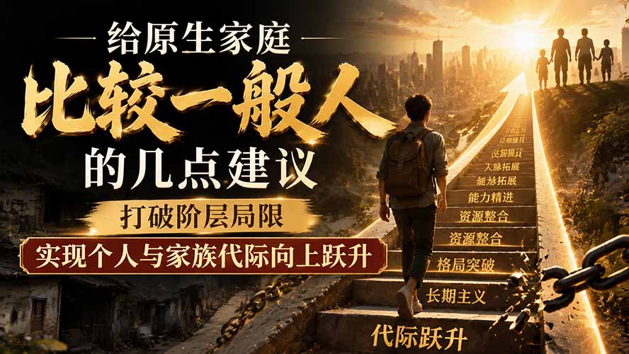 付费文章：给原生家庭比较一般人的几点建议，打破阶层局限，实现个人与家族代际向上跃升-资源宝库