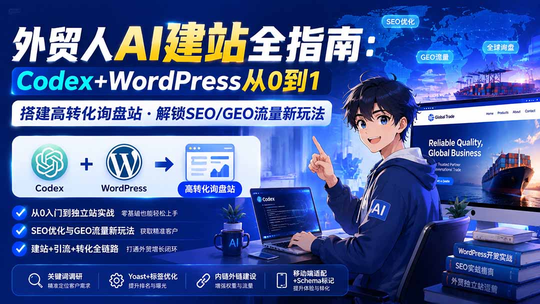 外贸人AI建站全指南：Codex+WordPress从0到1·搭建高转化询盘站·解锁SEO/GEO流量新玩法-更新-资源宝库