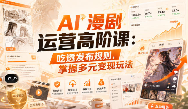 AI漫剧运营高阶课：吃透发布规则，掌握多元变现玩法-资源宝库