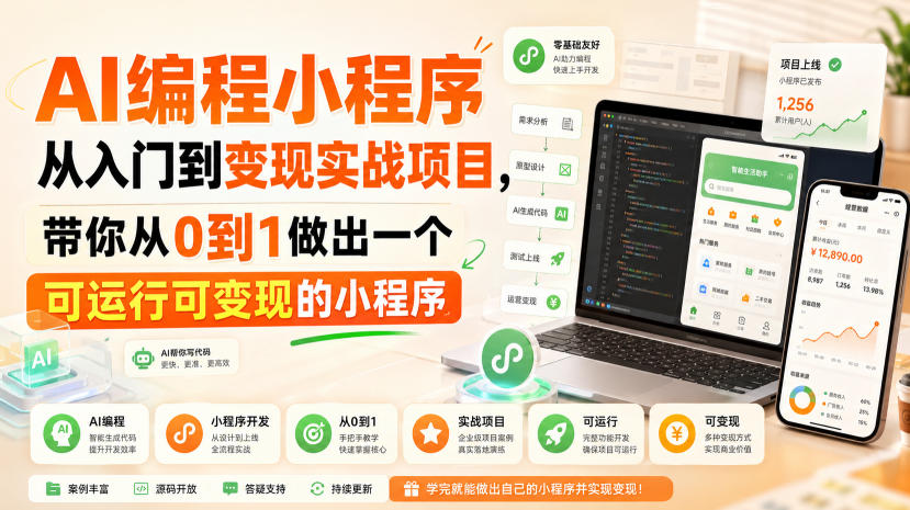 AI编程小程序从入门到变现实战项目，带你从0到1做出一个可运行可变现的小程序-资源宝库