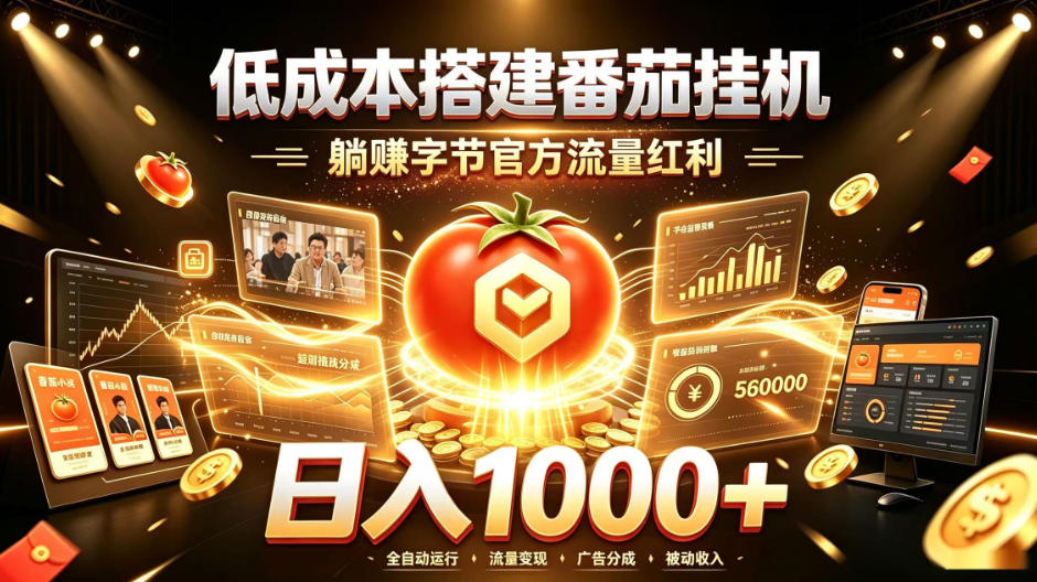 低成本搭建番茄挂G，躺賺字节官方流量红利，日入1k+，全程傻瓜式落地【揭秘】-资源宝库