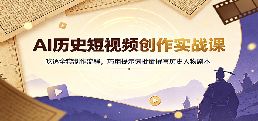 AI历史短视频创作实战课：吃透全套制作流程，巧用提示词批量撰写历史人物剧本-资源宝库