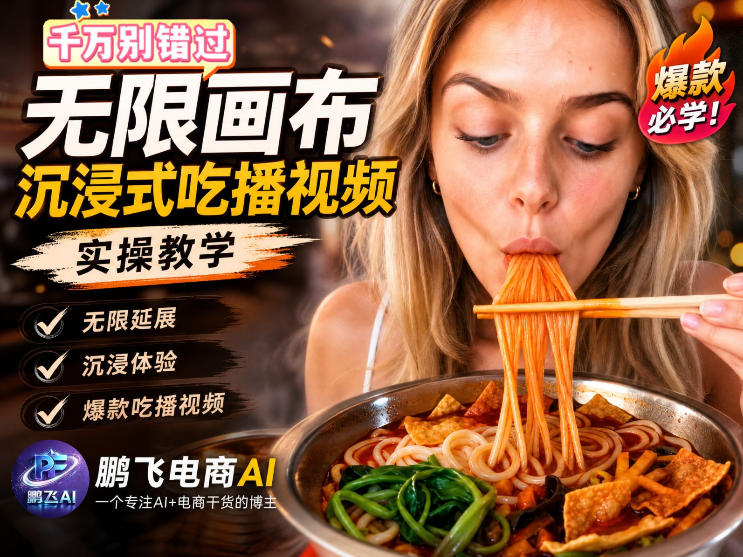 保姆级教程｜用AI无线画布做沉浸式吃播，3步直接出片，无线画布工作流，操作简单好上手-资源宝库