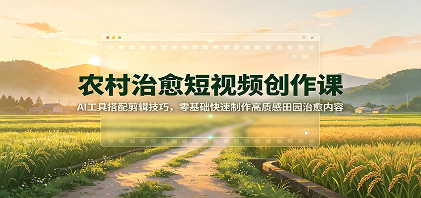 农村治愈短视频创作课：AI工具搭配剪辑技巧，零基础快速制作高质感田园治愈内容-资源宝库