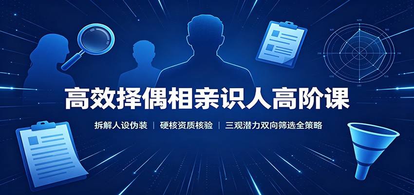 高效择偶相亲识人高阶课：拆解人设伪装，硬核资质核验，三观潜力双向筛选全策略-资源宝库