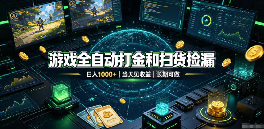游戏全自动打金和扫货捡漏，日入1k+，当天见收益，长期可做！【揭秘】-资源宝库