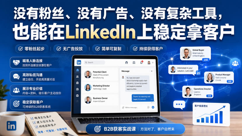 没有粉丝、没有广告、没有复杂工具，也能在LinkedIn上稳定拿客户【原创双语字幕】-资源宝库