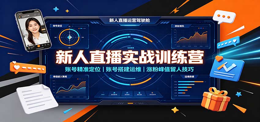 新人直播实战训练营：账号精准定位，账号搭建运维，涨粉峰值留人技巧-资源宝库