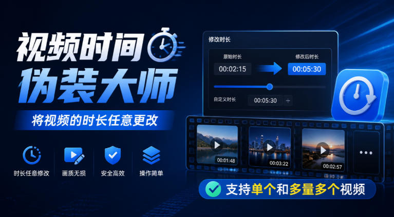 视频时间伪装大师，将视频的时长任意更改，支持单个和多量多个视频-资源宝库