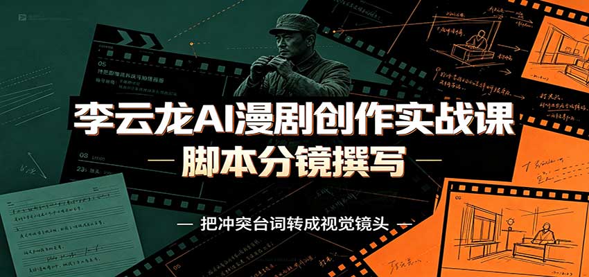 李云龙AI漫剧创作实战课：角色人设还原，脚本分镜撰写，AI漫剧成片完整制作教学-资源宝库