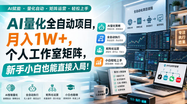 AI量化全自动项目，月入1W+，个人工作室矩阵，新手小白也能直接入局！【揭秘】-资源宝库