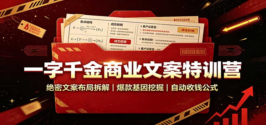 一字千金商业文案特训营：绝密文案布局拆解，爆款基因挖掘，自动收钱公式-资源宝库