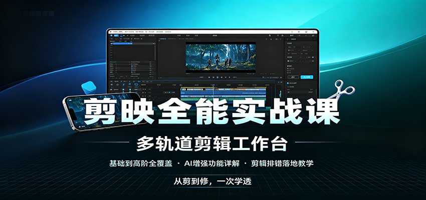 剪映全能实战课：基础到高阶全覆盖，AI增强功能，剪辑排错落地教学-资源宝库