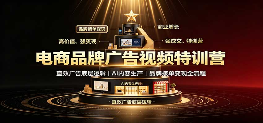 电商品牌广告视频特训：直效广告底层逻辑，AI内容生产，品牌接单变现全流程-资源宝库