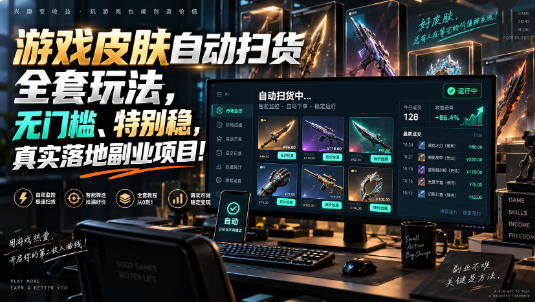 游戏皮肤自动扫货全套玩法，无门槛、特别稳，真实落地副业项目！【揭秘】-资源宝库