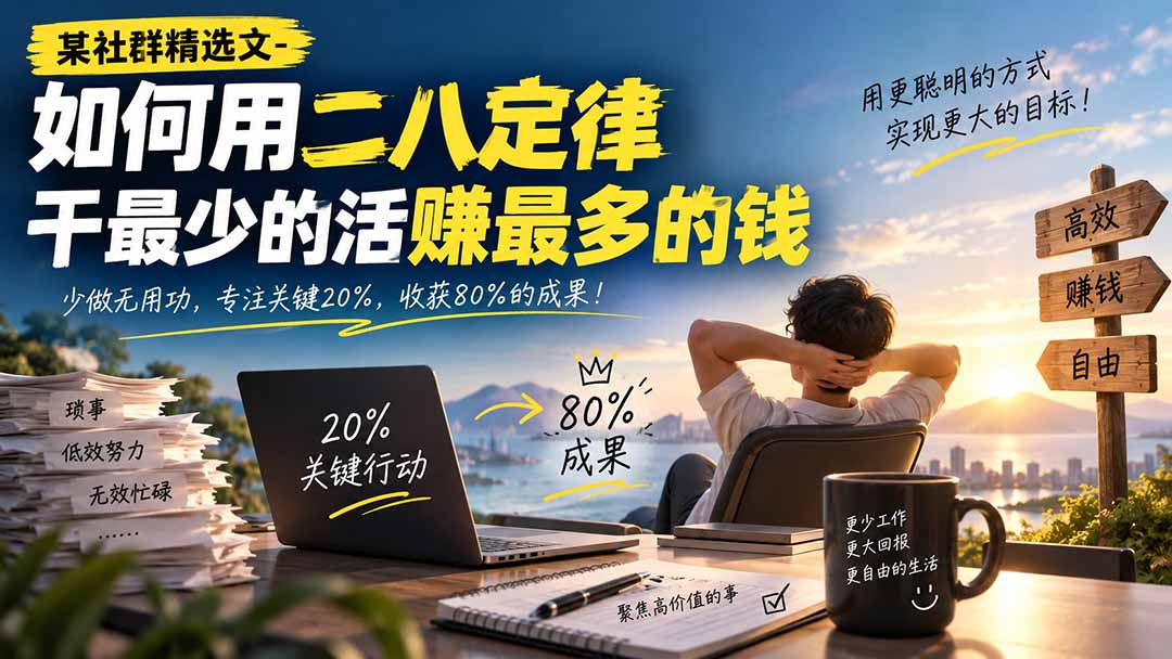 某社群精选文-如何用二八定律干最少的活赚最多的钱-资源宝库