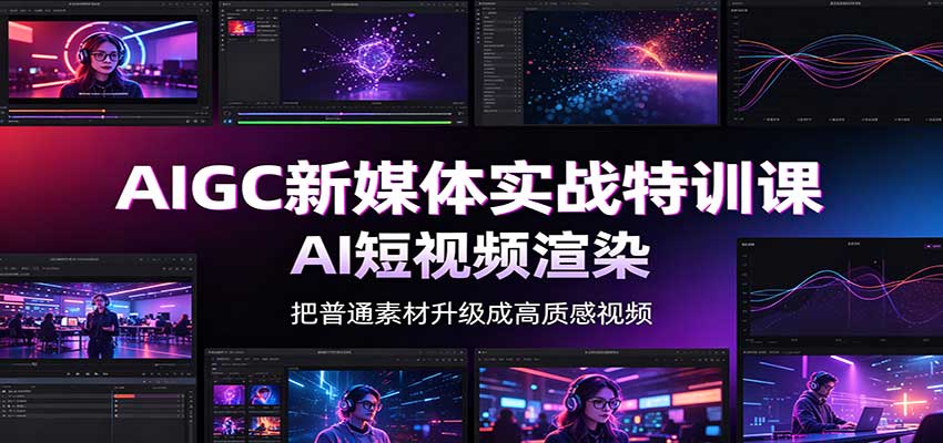 AIGC新媒体实战特训课：工具入门实操，AI短视频渲染，数字人商业视频制作-资源宝库