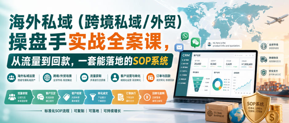 海外私域(跨境私域/外贸)操盘手实战全案课，从流量到回款，一套能落地的SOP系统-资源宝库