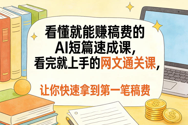 看懂就能賺稿费的AI短篇速成课，看完就上手的网文通关课，让你快速拿到第一笔稿费(更新1008)-资源宝库