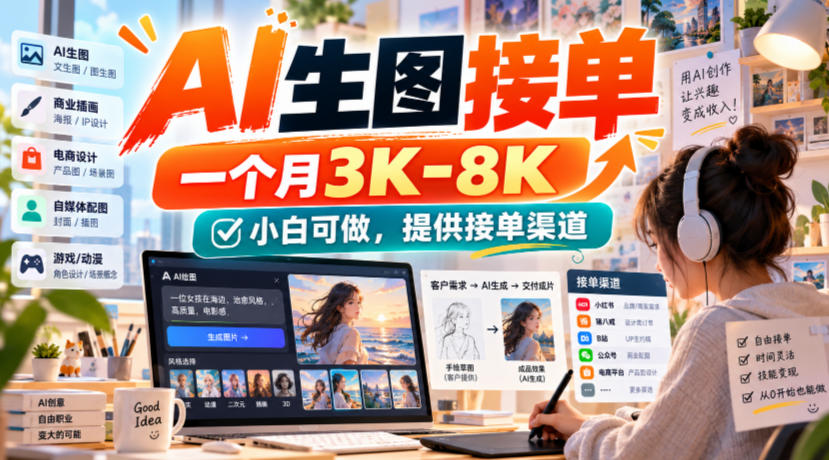 AI生图接单，一个月3K-8K，小白可做，提供接单渠道-资源宝库