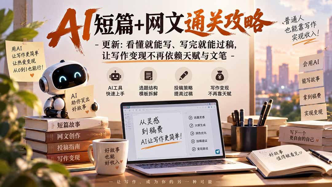 AI短篇+网文通关攻略-更新1009：看懂就能写、写完就能过稿，让写作变现不再依赖天赋与文笔-资源宝库