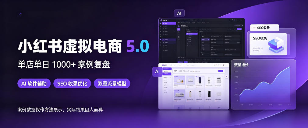小红书虚拟电商5.0，单店单日1000+，AI软件+SEO收录，双重流量稳定出单【揭秘】-资源宝库