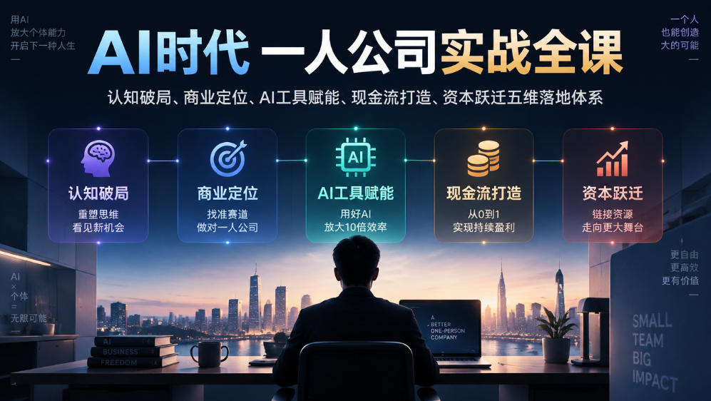 AI时代一人公司实战全课｜认知破局、商业定位、AI工具赋能、现金流打造、资本跃迁五维落地体系-资源宝库