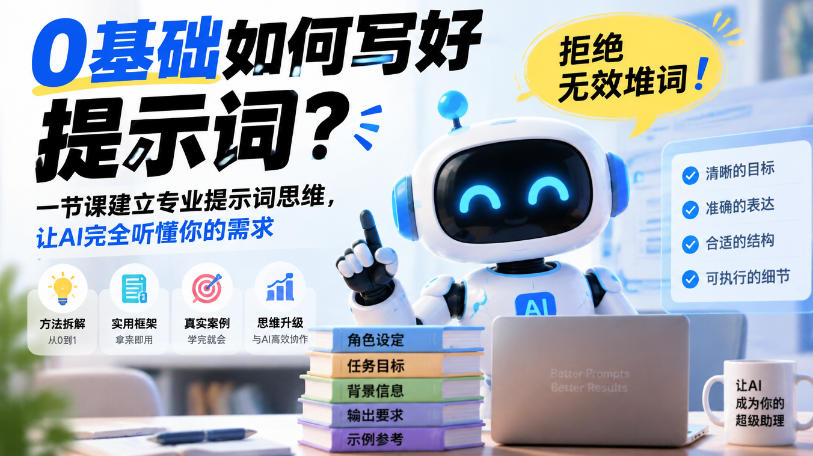 0基础如何写好提示词，拒绝无效堆词！一节课建立专业提示词思维，让AI完全听懂你的需求-资源宝库