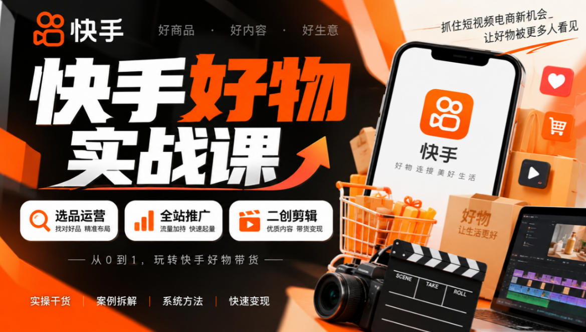 快手好物实战课｜选品运营+全站推广+二创剪辑带货变现-资源宝库