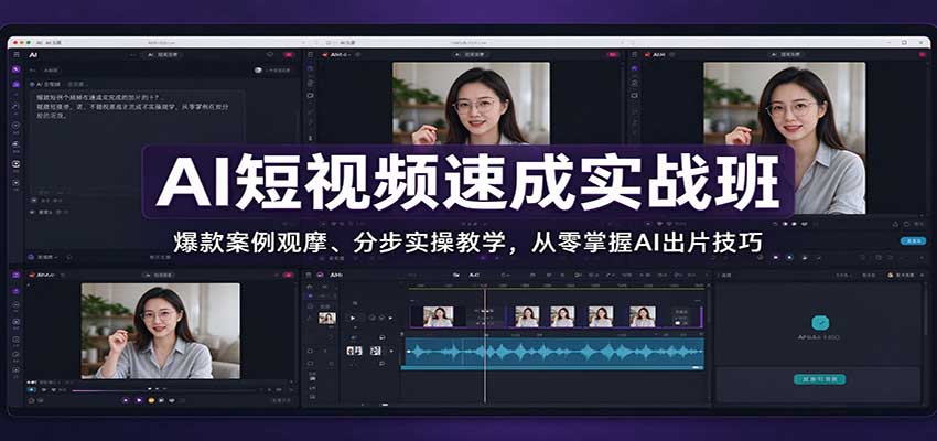 AI短视频速成实战班：爆款案例观摩、分步实操教学，从零掌握AI出片技巧-资源宝库