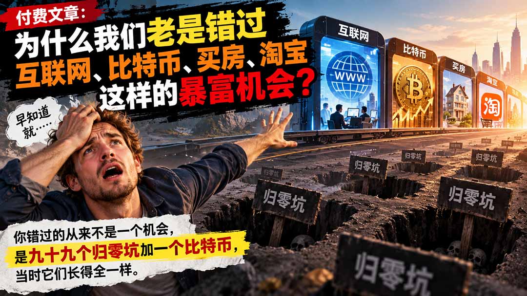付费文章：为什么我们老是错过互联网、比特币、买 房、淘宝这样的暴富机会？-资源宝库