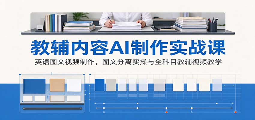AI制作教辅内容实战课：英语图文视频制作，图文分离实操与全科目教辅视频教学-资源宝库