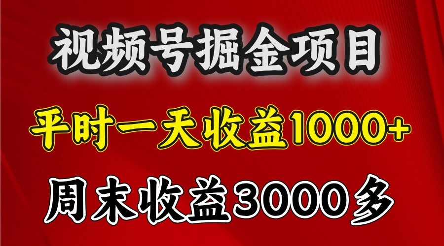 一天收益1000+ 视频号掘金，周末收益会更高些-资源宝库