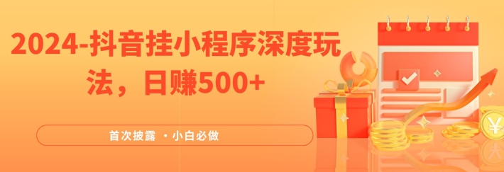 2024全网首次披露，抖音挂小程序深度玩法，日赚500+，简单、稳定，带渠道收入，小白必做【揭秘】-资源宝库