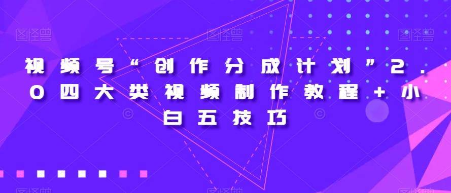 视频号“创作分成计划”2.0四大类视频制作教程+小白五技巧【揭秘】-资源宝库