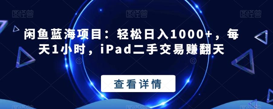 闲鱼蓝海项目：轻松日入1000+，每天1小时，iPad二手交易赚翻天-资源宝库