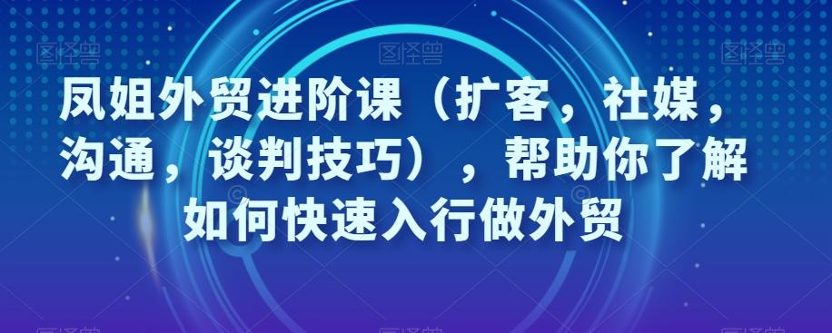 凤姐外贸进阶课（扩客，社媒，沟通，谈判技巧），帮助你了解如何快速入行做外贸-资源宝库